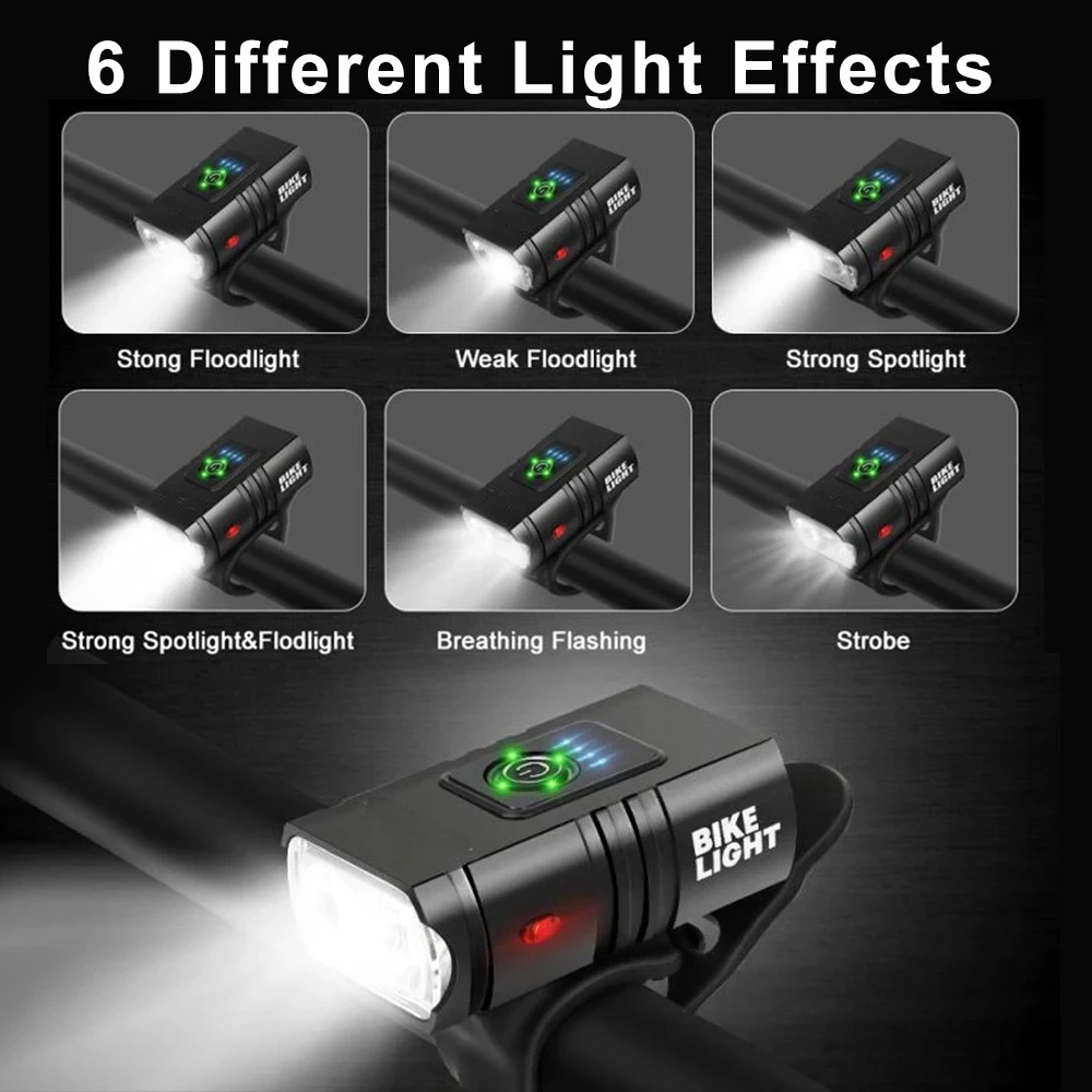 High-Performance LED USB Rechargeable Bicycle Headlight & Flashlight Set
