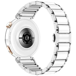 Elegant 18mm Ceramic Watch Bracelet - Premium Replaceable Strap Accessory - Huawei GT5 Pro 42mm (Silver white)