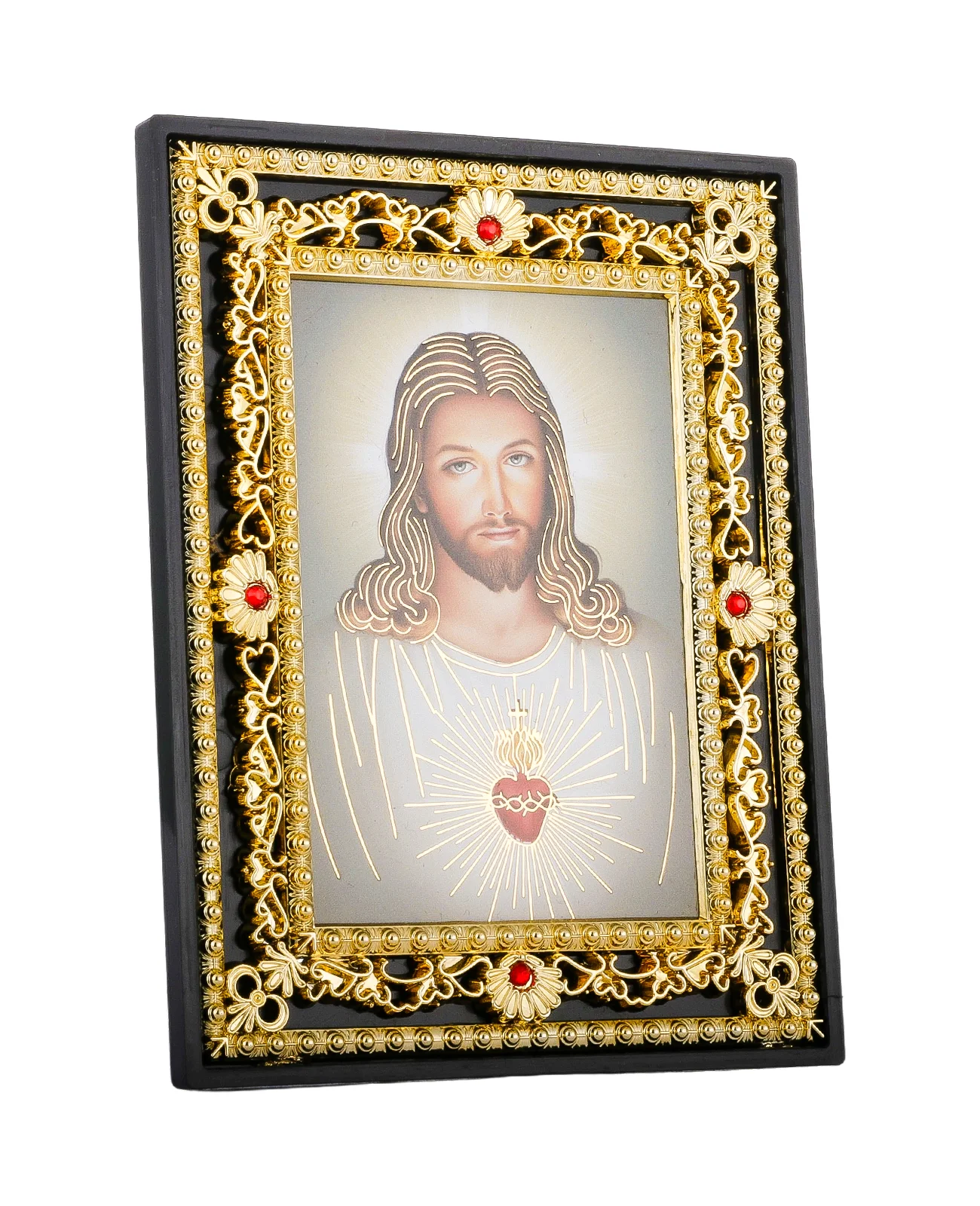 Diyalo 4-teiliges schwarzes Heiliges Symbol Saint Pio Jesus Heiliges Herz Unsere Liebe Frau Bilderrahmen Ornament Kunststoff Wandkunst Home Decor Geschenke – Detail 7