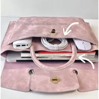 Ins rose femmes pochette d'ordinateur en cuir Pu Design de luxe sac à main étanche grande capacité pour Macbook Pro Air Huawei Lenovo 1