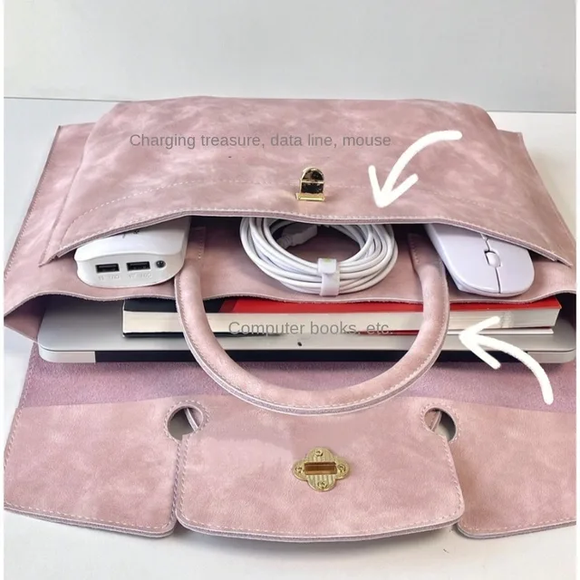 Ins rose femmes pochette d'ordinateur en cuir Pu Design de luxe sac à main étanche grande capacité pour Macbook Pro Air Huawei Lenovo 1