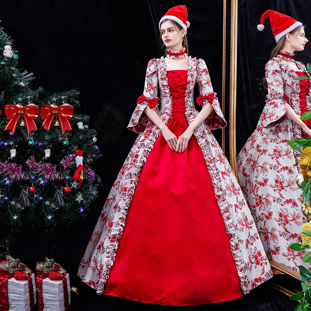 

GUXQD Elegant Christmas Ball Gown Women Evening Dresses Medieval Marie Prom Birthday Masquerade Party Gowns robes de soirée