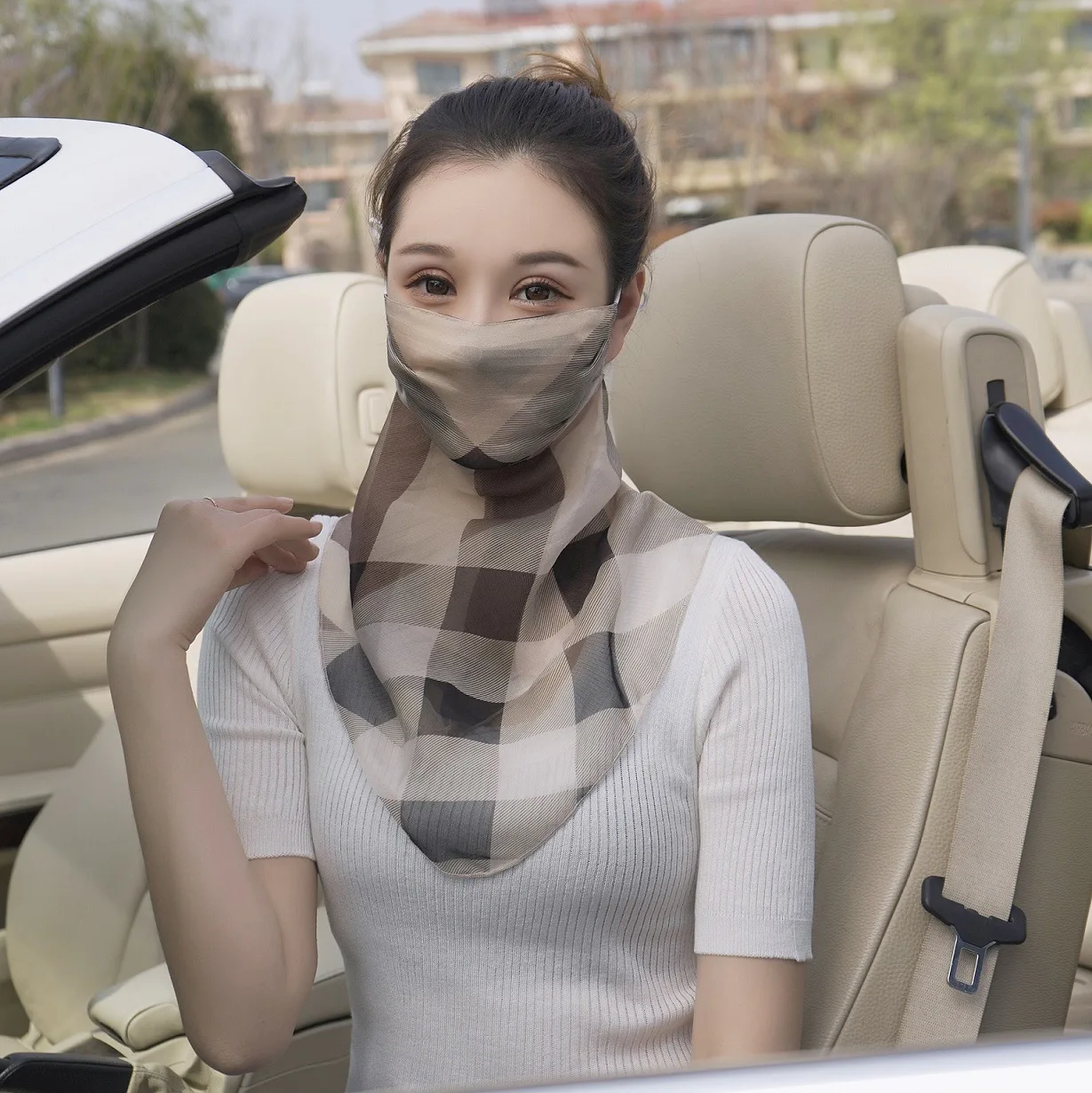Silk popular sunscreen mask 100% mulberry silk neck veil breathable thin section sunscreen sunshade face mask female summer