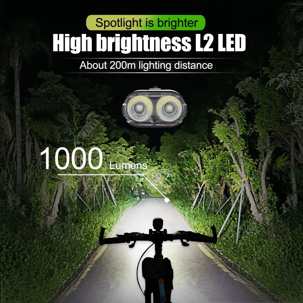 Luce per bicicletta 1000Lumen 4000mAh faro per bici Power Bank torcia per manubrio ricarica USB MTB ciclismo su strada evidenziare - immagine 3