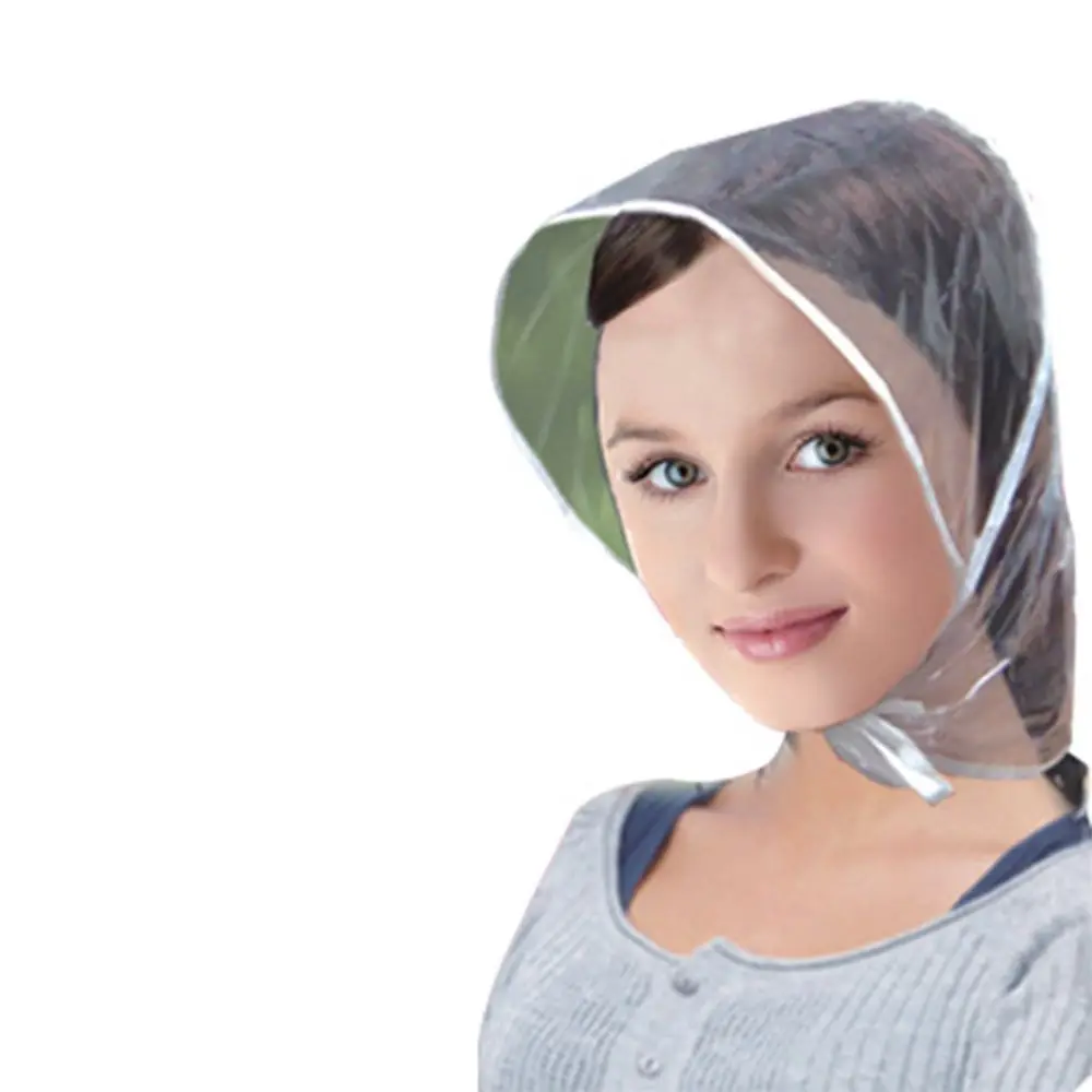 Reusable Transparent Rain Wind Hat Hood Hair Bonnet