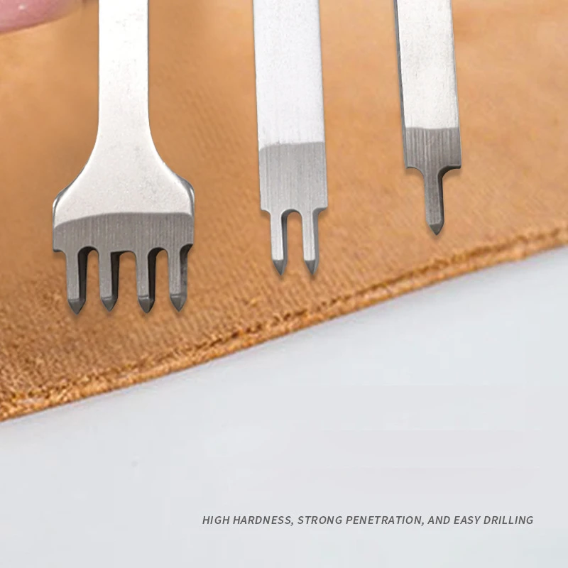 Leather Hole Punch 1/2/4/6 Holes Fork Row DIY Leathercraft Hand Piercing Stitching Tool