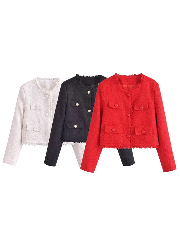 

ZADATA new autumn and winter women's solid color versatile commuter long-sleeved button fashion pocket jacket