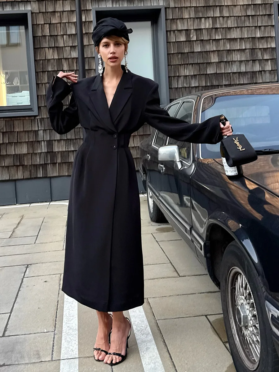 Bornladies Women's Extended Suit Jacket Women's Autumn Winter Waist Slimming Suit Female Fashionable Commuter Suit