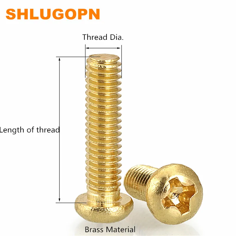 50pcs M2 M2.5 M3 M4 GB818 Copper Machine Screws Phillips Machine Pan