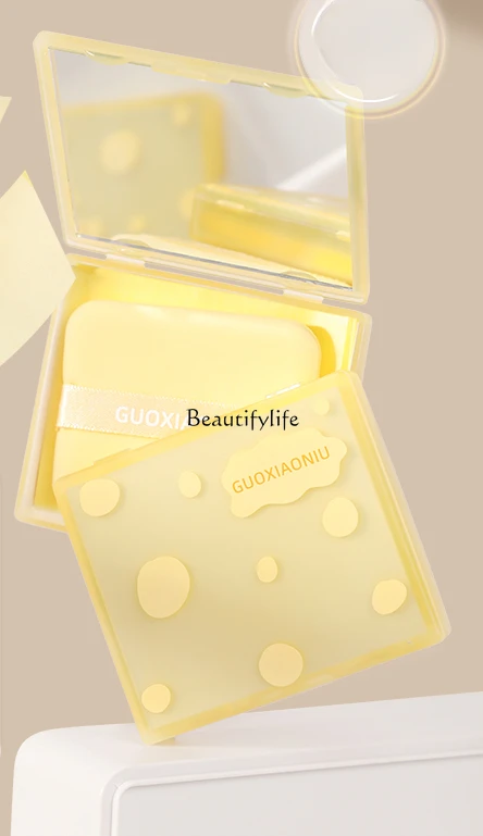 

Butter Oil-Absorbing Sheets Refreshing Oil Control with Powder Puff Mirror Portable Face Oil Removing Glossy Paper