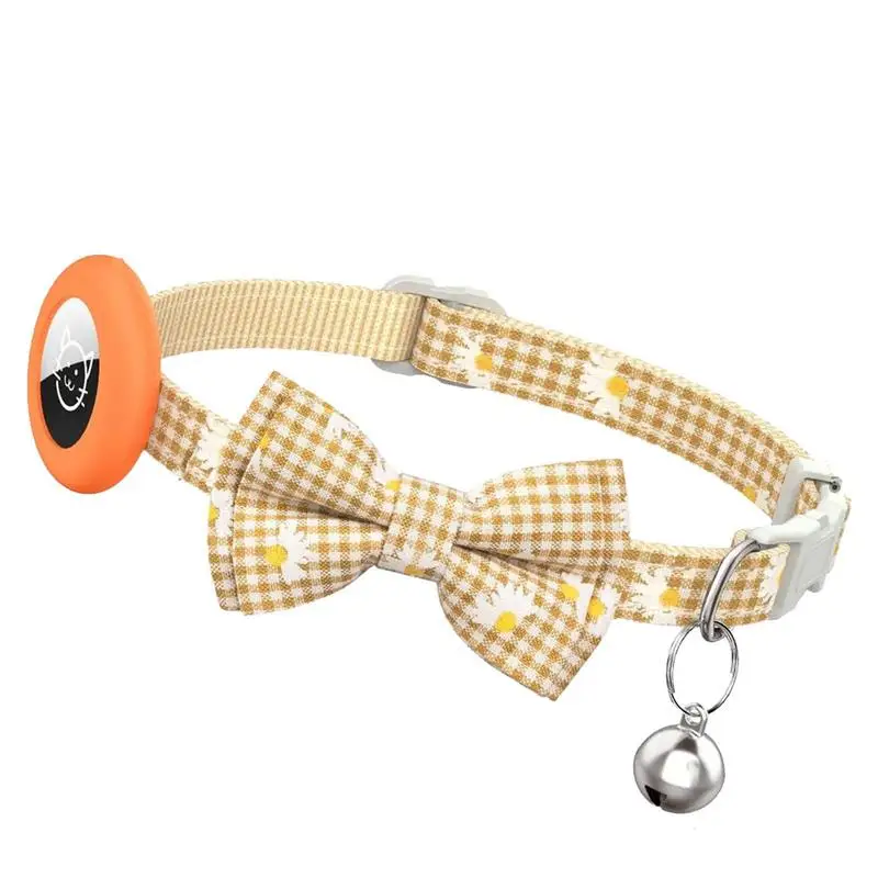 

Small Dog Collar Adjustable Pet Collar With Silicone Air Tag Case & Bow Tie Shockproof Air Tag Dog Collar For Puppy Dogs Cats