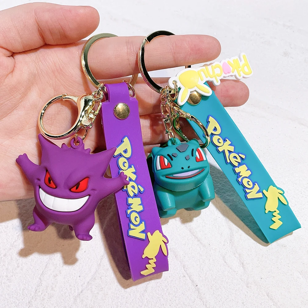 anime keychain Pokemon Keychain Pikachu Anime Action Figure Toy Kawaii Cartoon Charmander Psyduck Doll Keyring Car Bag Pendant Kid Gift