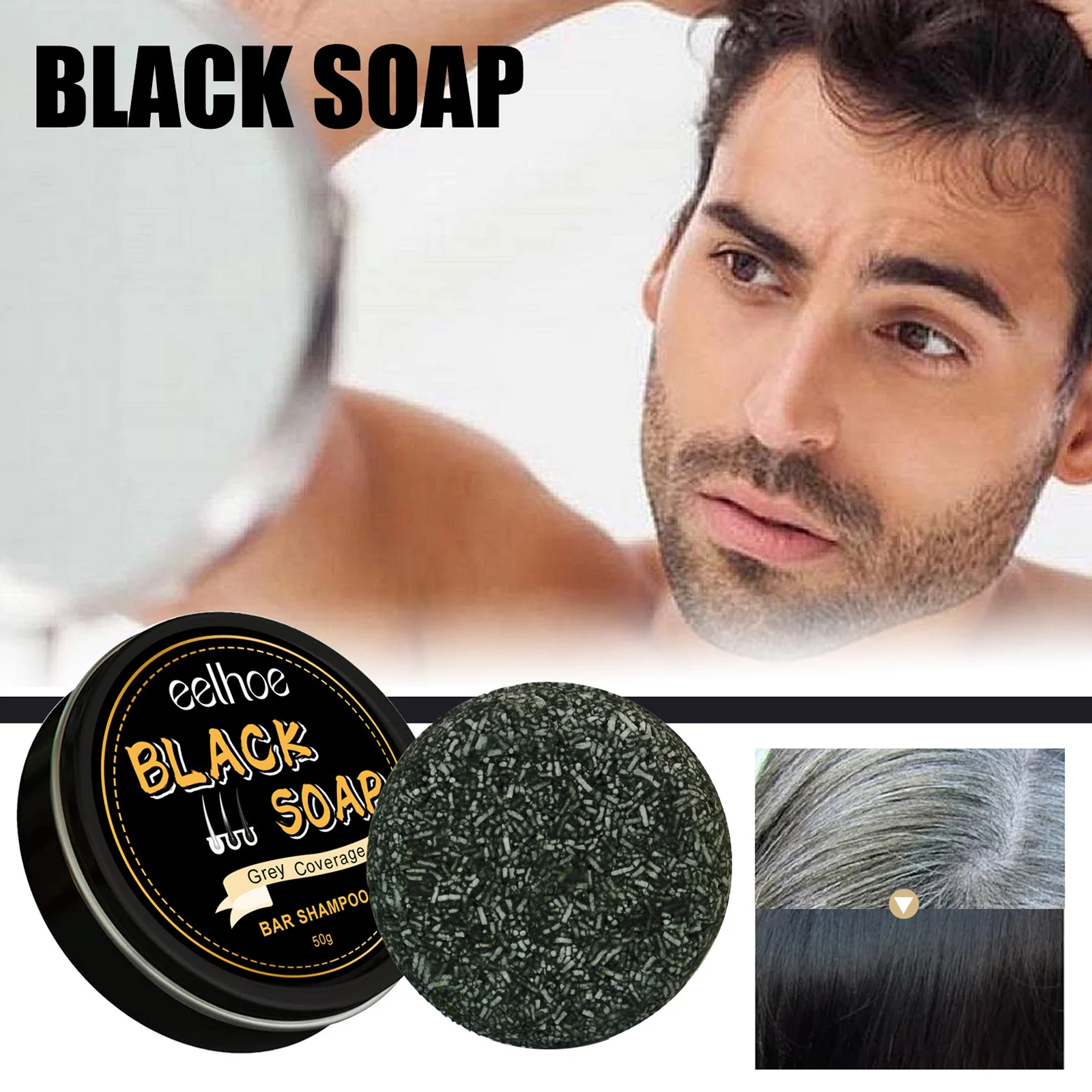 Hair Darkening Soap Bar Organic Hair Dy Nutritious Anti-White Soap For Itchy Scalp Black Growth