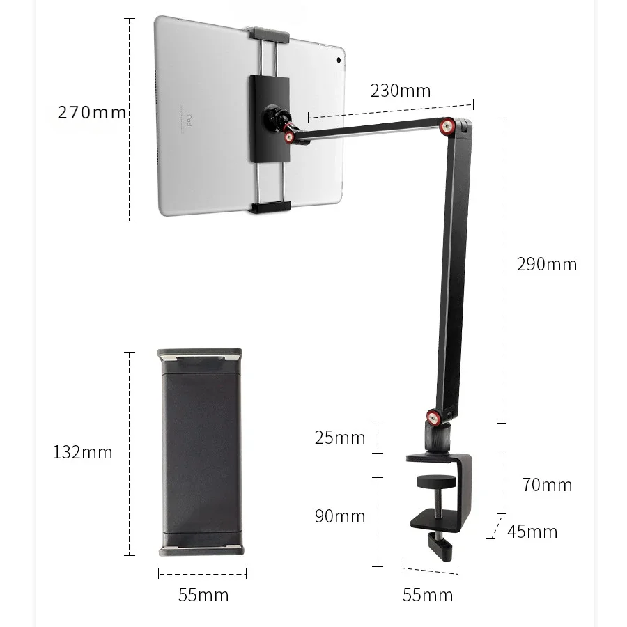 Suporte para Monitor Portátil Braço de Metal Mesa Bed Stand Clamp Vesa Mount para Jogos Tela Extensível 12 13 14 15.6 17.3 Polegada - Imagem 4