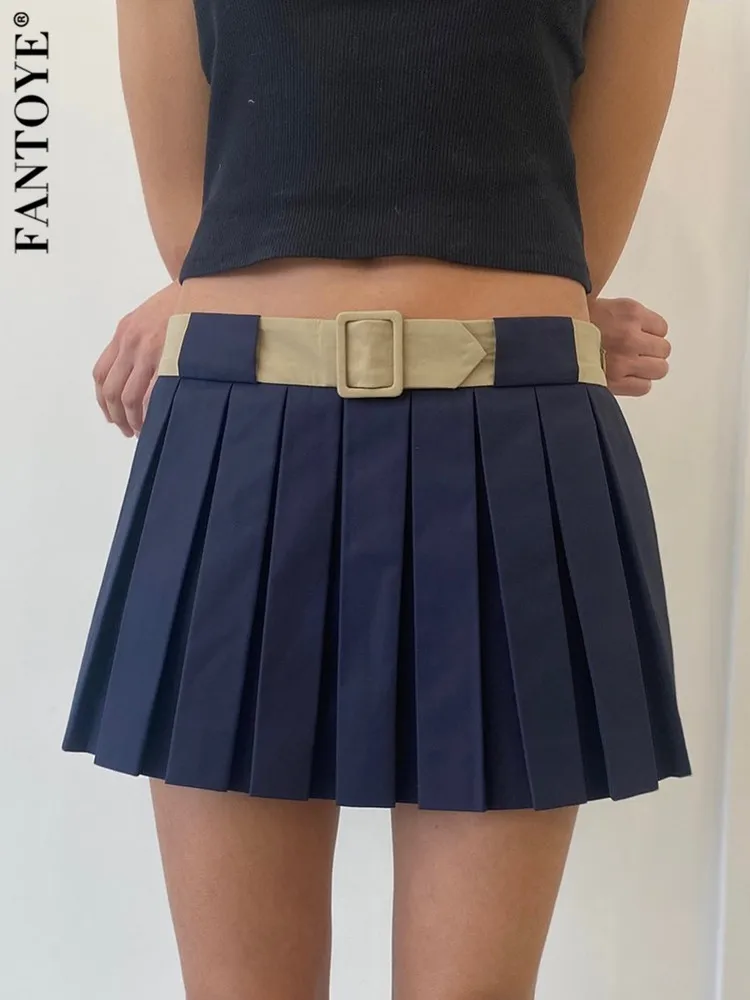 

Fantoye Double Layer Pleated Skirts Women Preppy Style High Waist Female Streetwear Sexy Belted School Girl Skirts Autumn 2022