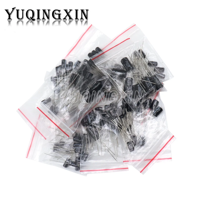 120pcs Electrolytic Capacitor Assortment Kit 12Values 1uF-470uF 2.2UF 4.7UF 10UF 22UF 33UF 47UF 100UF 220UF Capacitance Set