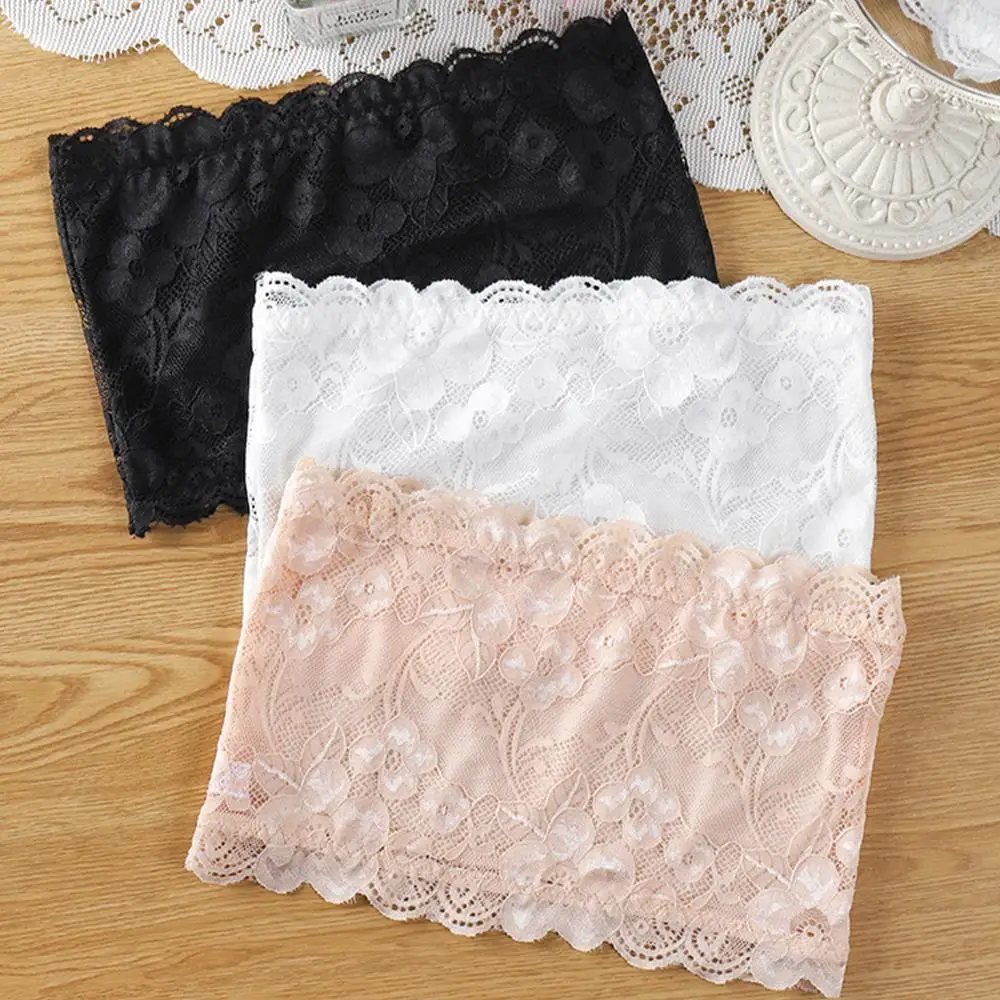 One Piece Seamless Strapless Lace Bustier Bandeau Women's Push Up Bra