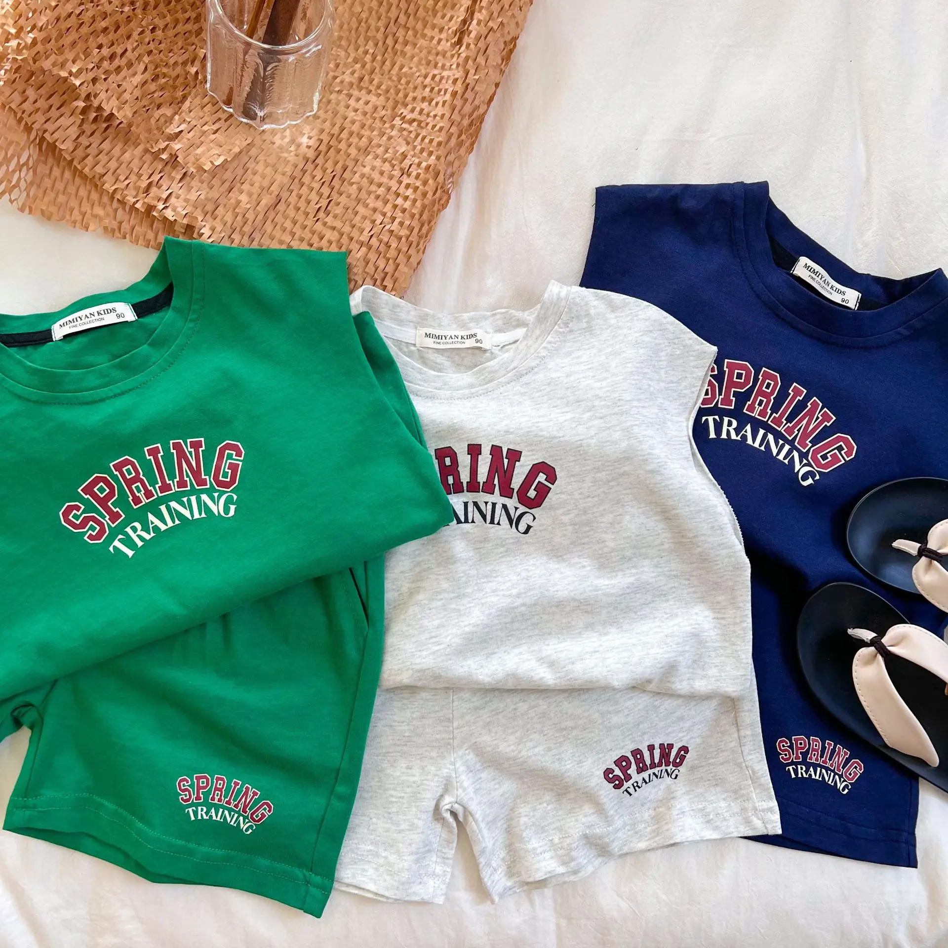 

2023 Summer Girls Boys Casual Two Pieces Suit Baby Kids Children Sports Clothing Set