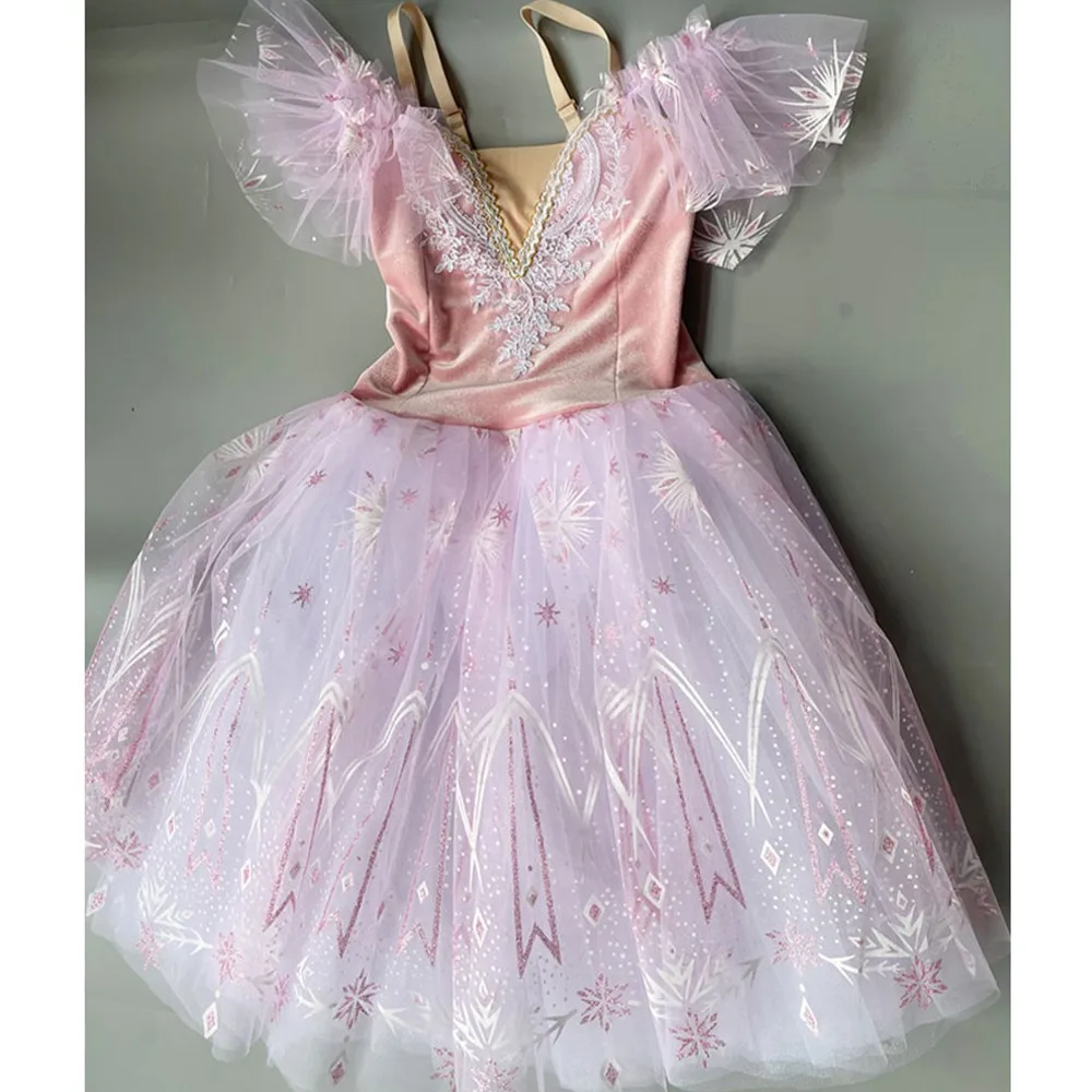 

Pink Long Romantic Tutus Ballet Dress For Kids Girls Competition Princess Dress Professional Ballet Skirts Performance Clothing