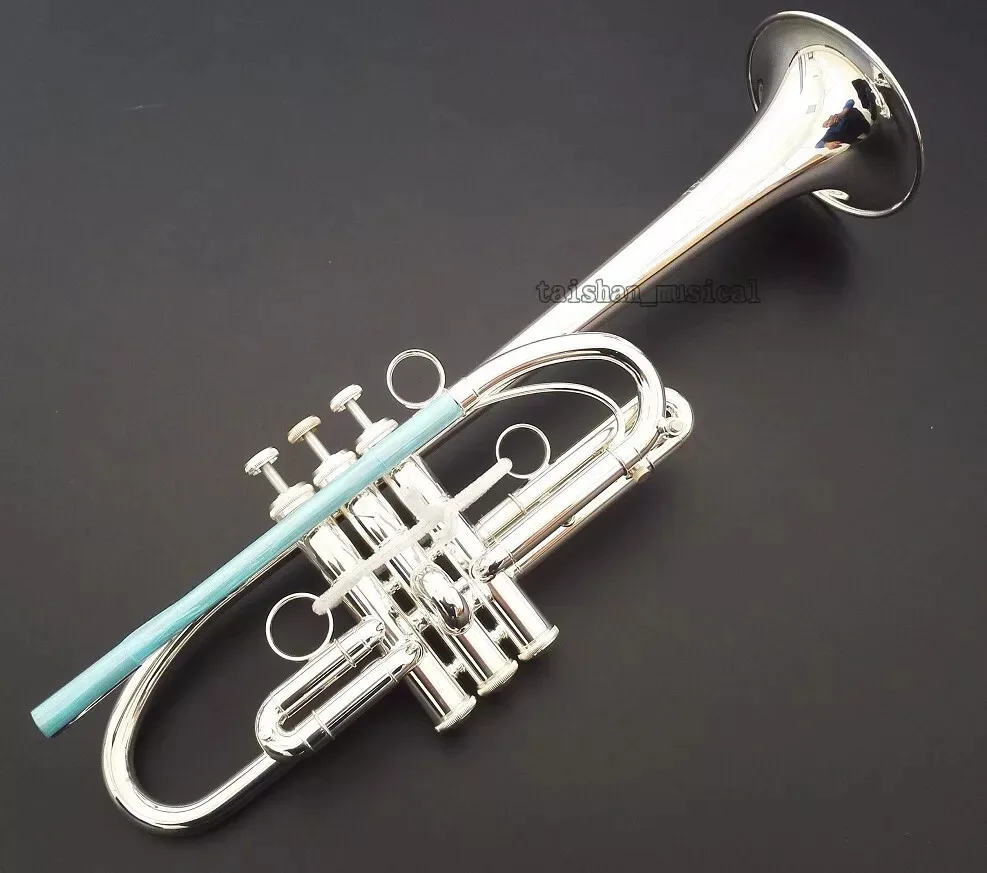 Concert streamline Silver Plated Trumpet C Key HORN Monel Piston Include Case
