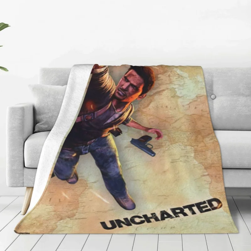 

Uncharted Movie Blanket Cover gaming nathan Flannel Throw Blanket Bedroom Sofa Printed Soft Warm Bedspreads