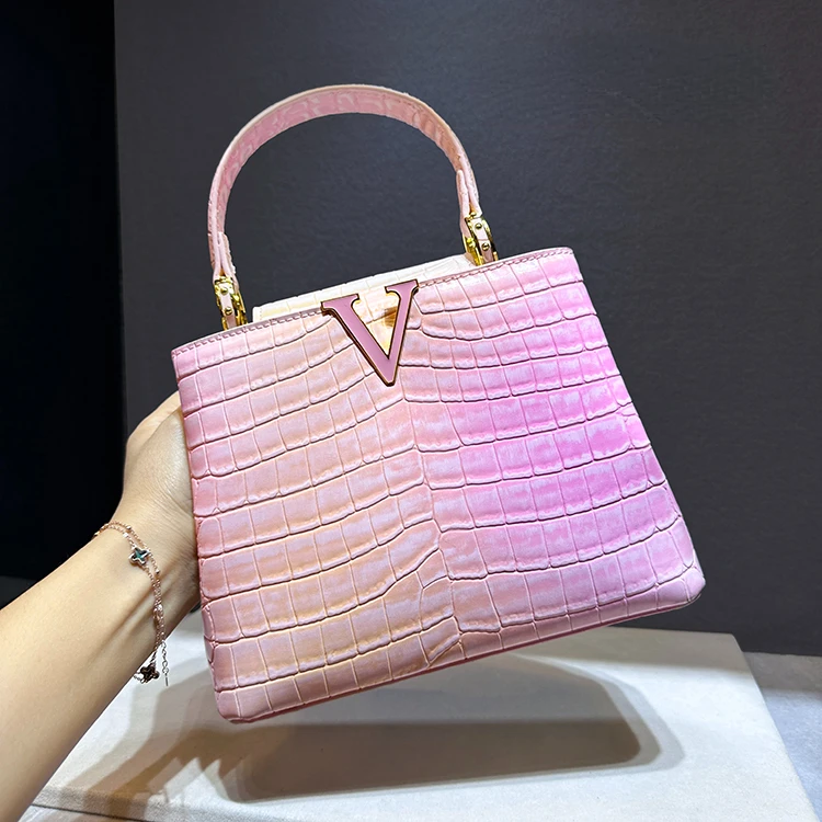 

Luxury Designer Brand 가방 New High Quality Cowhide Gradient Crocodile Print Crossbody Handbag for Women Сумка Женская Hot Sale