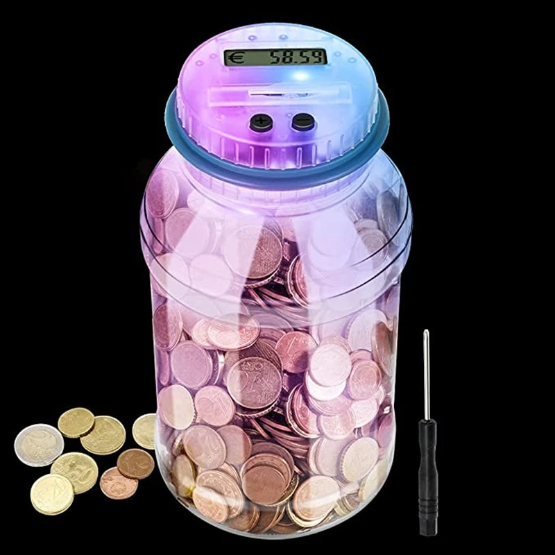 Kneden bijkeuken instinct Electronic Digital Counting Coin Bank Money Saving - Automatic 7 Color Lcd  Piggy - Aliexpress