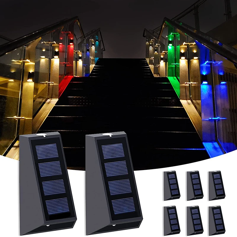 Solar LED Lights Outdoor Fence Waterproof Wall Lights 7 Colors Changing for Garden Backyard Patio Yard Decor Solar Deck Lamp solar deck lights waterproof outdoor step lights with 7 color changing led light for railing stairs fence yard patio pathway