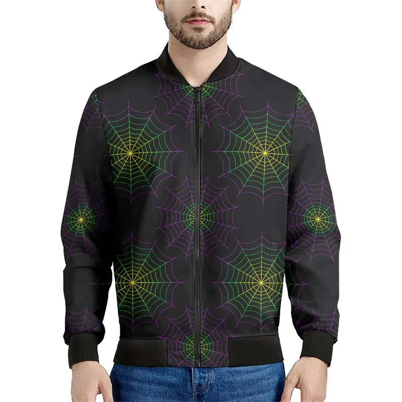 thumbnail image 1 of Chaqueta con cremallera y estampado 3D de telaraña de colores para hombre y mujer, sudadera con personalidad, abrigo holgado, chaqueta bomber de manga larga con cremallera, 1 of 5