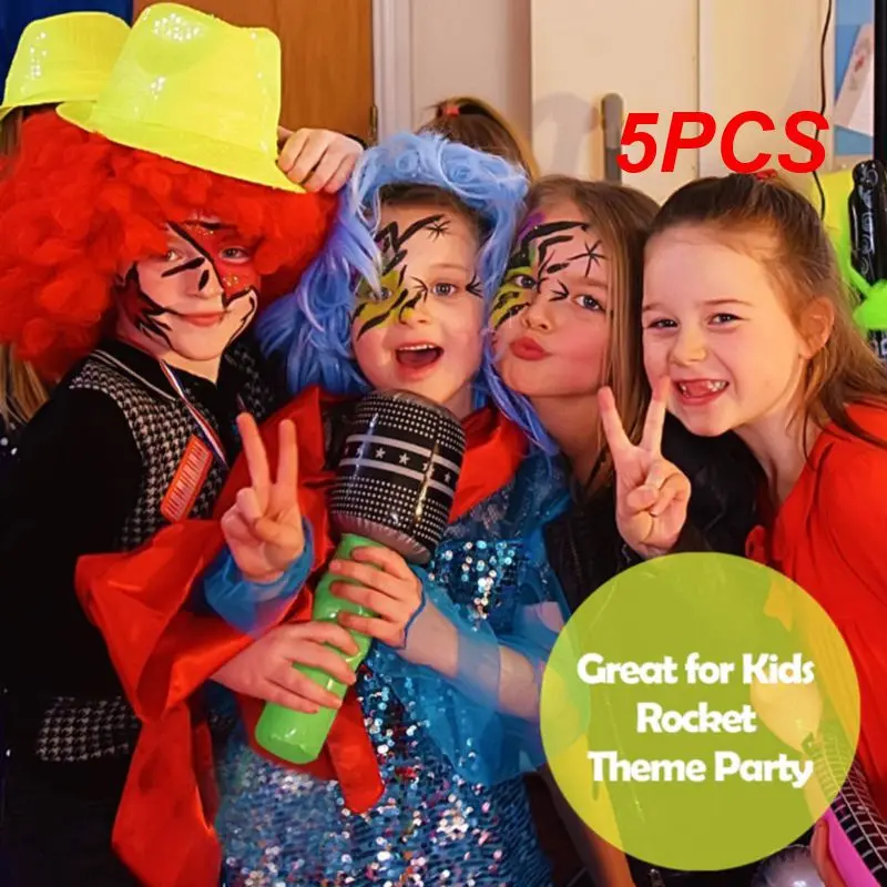 

Надувные микрофоны 5 шт., надувной микрофон, реквизит, игрушки для музыки, концерта, тематической вечеринки, дня рождения, игрушки, украшения