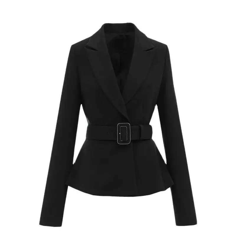

Women Korean Fashion A Button Belt Waist Slim Suit 2023 Spring Female New Temperament Leisure Suit Jacket Long Sleeve Blazers AA