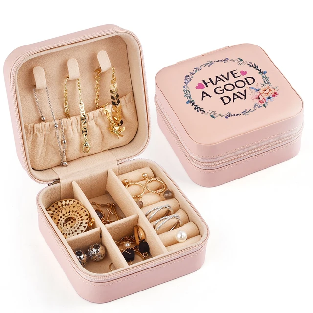 Plush Velvet Jewelry Box Necklace Ring Earrings Storage Mini