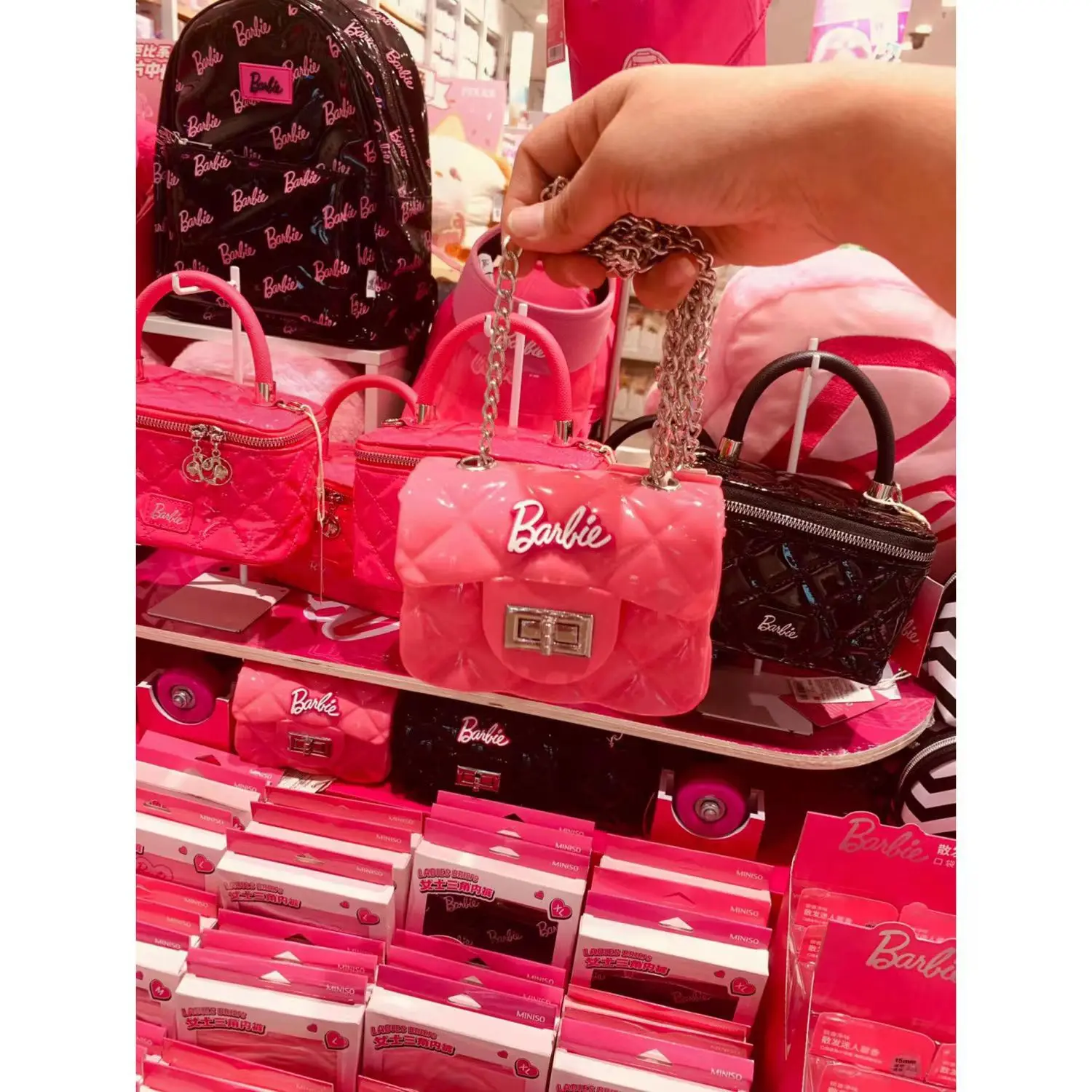

Barbie Square Bag All-match Sweet Cool Jelly Makeup Anime Kawaii Small Shoulder Messenger Bags Coin Purse Girl Gifts