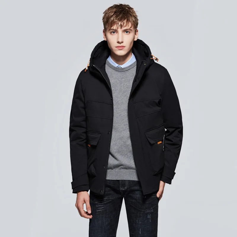 MRMT 2024 Brand New Men\'s Down Jacket White Duck Down Mid-Length Casual Versatile Warm Down Jacket Men\'s Hooded Jacket