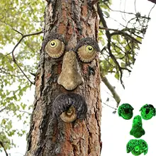 Novo dropshippingluminous árvore rosto característica facial resina ornamento decoração do jardim estatueta fadas pixies quintal decoração