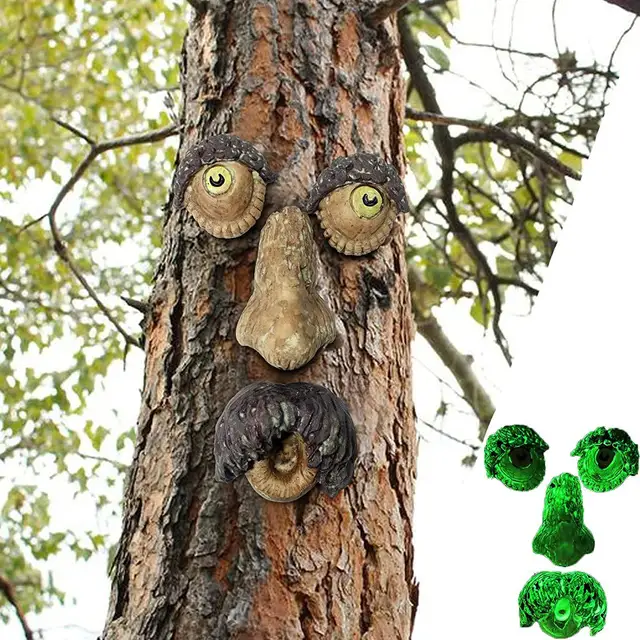 Új Világító Fa Arc Arcfajta Gyanta Dísz Kerti Dekoráció Figurák Tündérek Pixies Udvari