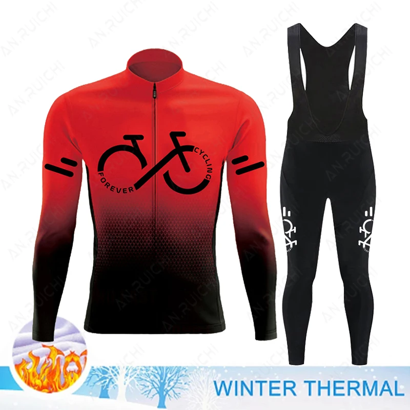 Cycling Jersey Cycling Suit Cycling Jersey Set Winter Thermal Fleece Cycling Jersey Set Mens Mountian Bicycle Clothes Wear Ropa Ciclismo Racing Team Bike Cycling Clothing