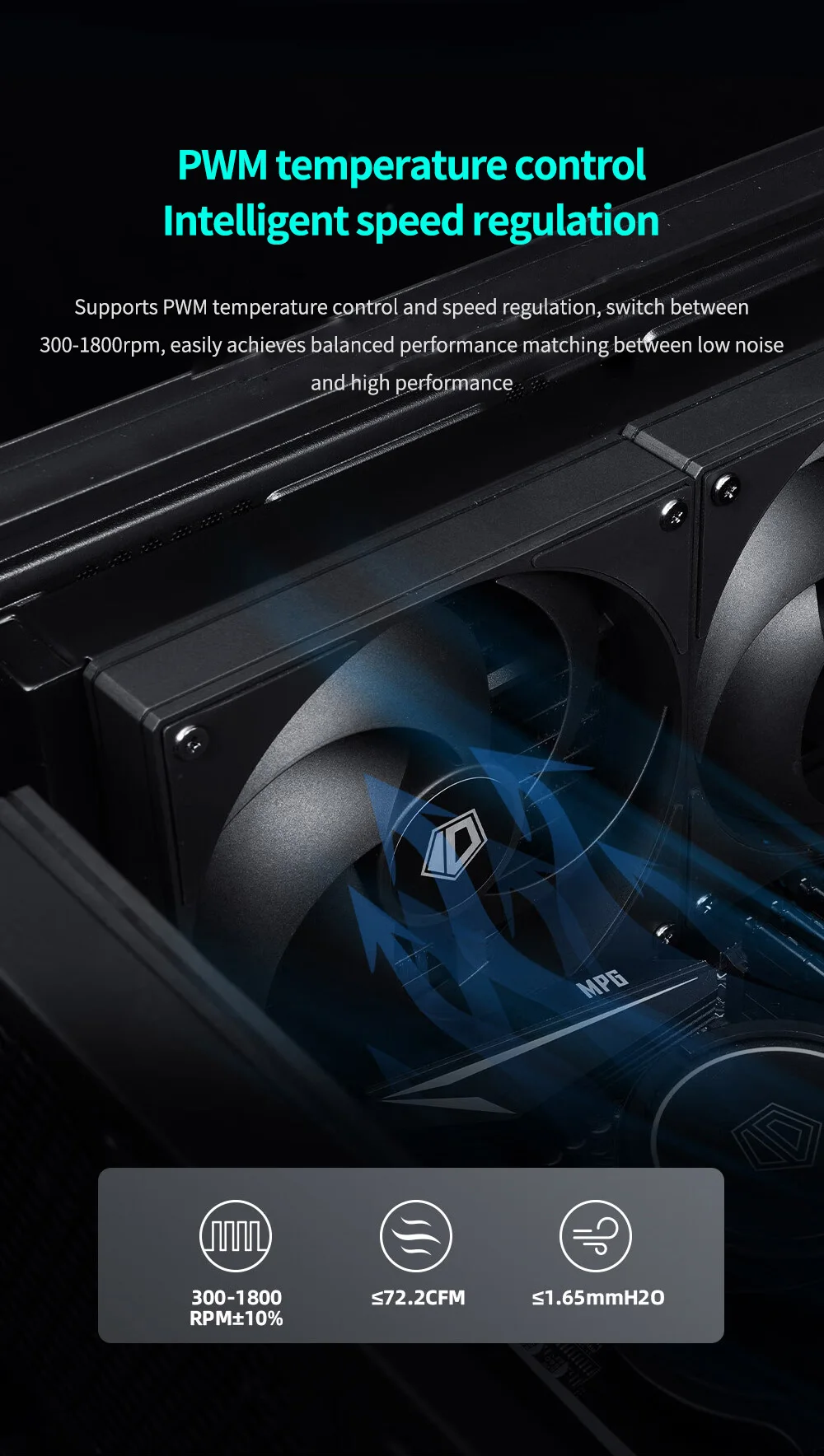 ID-COOLING AS-140 Computer Case Fan 14cm 4Pin PWM Intelligent Temperature Contro
