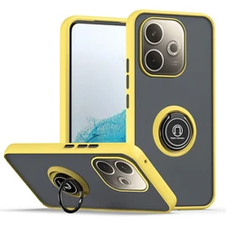 Armor Matte Shockproof Protective Case with Magnetic Ring Stand Holder for OPPO A5 Pro 5G (Yellow)