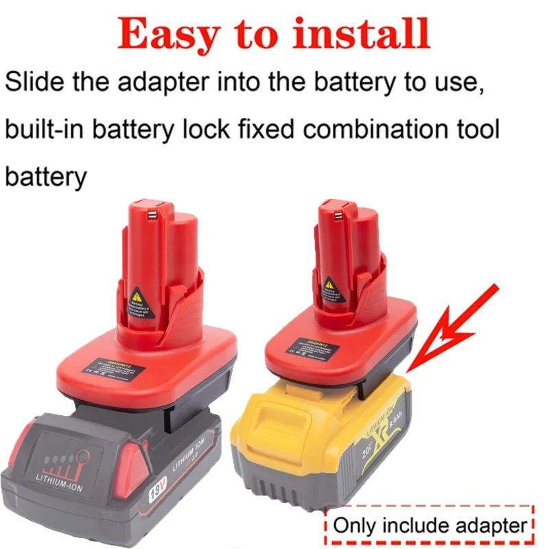 Adapter For Milwaukee M12 Tools Fits Milwaukee M18 /DeWalt 18V 20V Battery