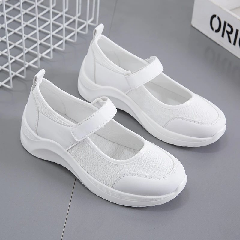 Rimocy Women Platform Flats 2022 New Hook Loop Thick Sole Casual Sneakers Woman Comfortable Light Breathable Sports Shoes Ladies