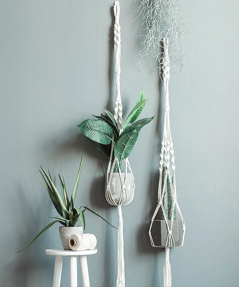 Hot Sales Hanging Basket 100% Handmade Macrame Plant Hanger Flower /Pot Hanger For Wall Decoration Vountyard Garden