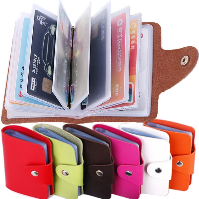 Anti-Theft ID Credit Card Holder Fashion Women's 24 Cards Slim PU Leather Pocket Case Purse Wallet