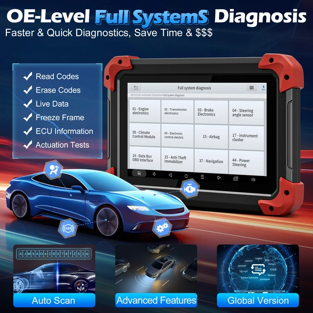 XTOOL D7 V2.0 All System Automotive Diagnostic Tool OBD2 Scanner ECU Coding Bidirectional Control 38+ Service FCA CAN FD DOIP 3
