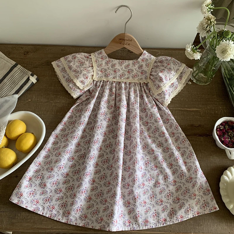 Sister Matching Outfit Princess Dress Toddler Baby Girls Flower Lace Dresses Summer Girl Dress Baby Romper Pink Princess Romper 3