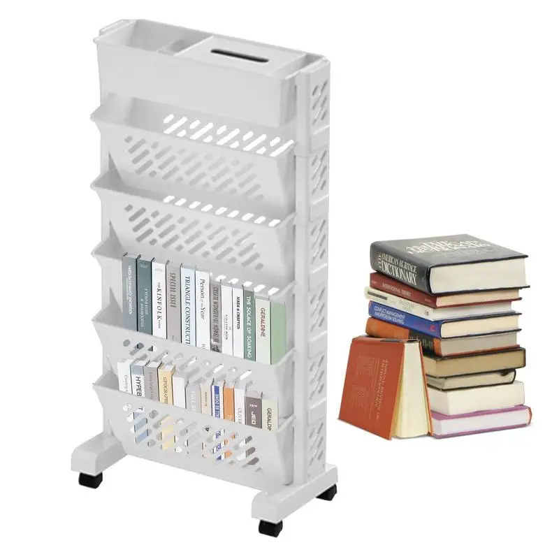 

5 Tier Mobile Storage Rack Multi-Layer Shelf With Wheels Organizer Bookshelf Table Sundry Storage Kitchen Study Storage Cabinet