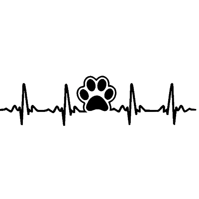 

Car Stickers Funny Dog Paw Print ECG Heartbeat Fashion Car Stickers Car Styling Decals Creative Waterproof Black/white, 18cm*5cm