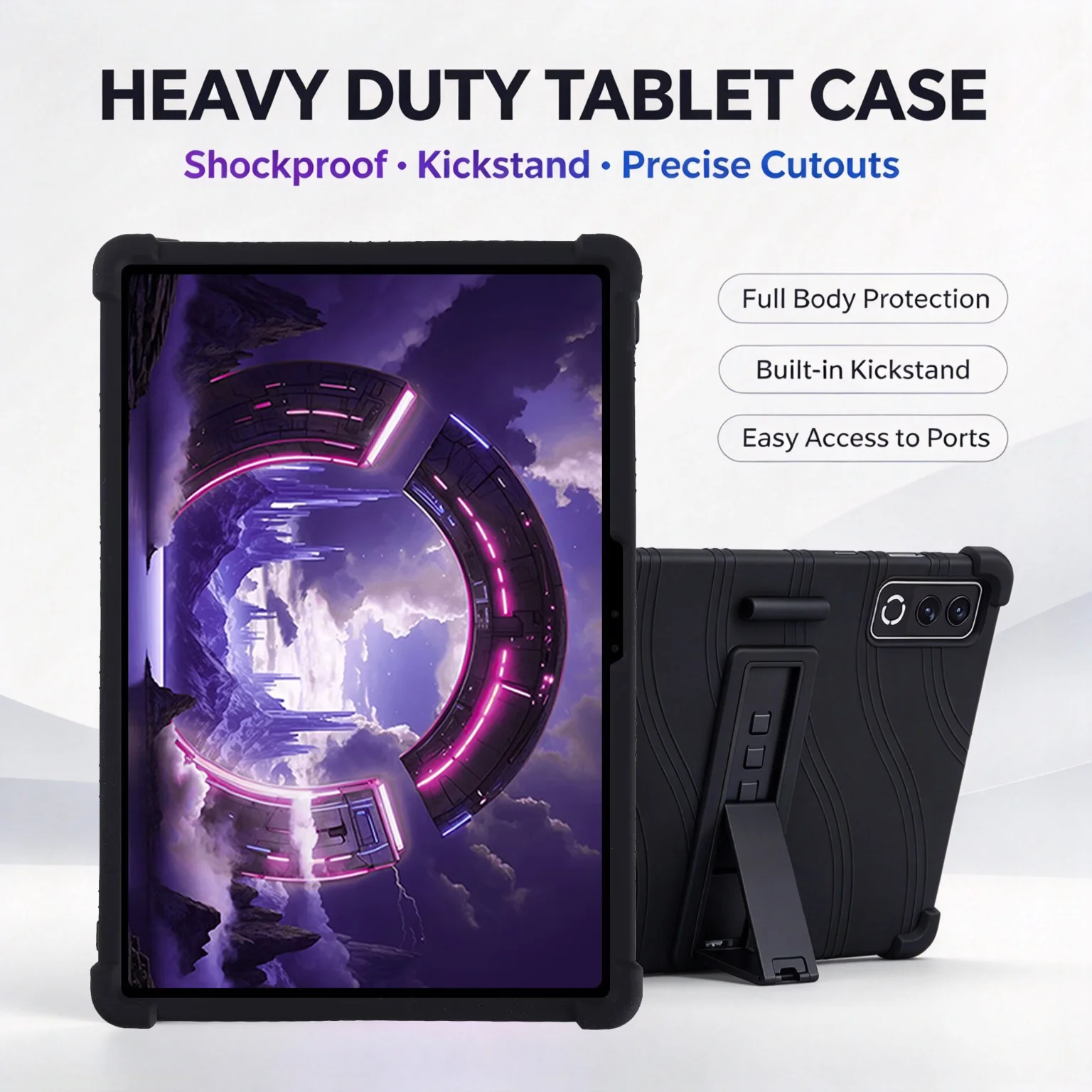 Durable Protective Adjustable Stand Case with Shock-Absorbing Silicone