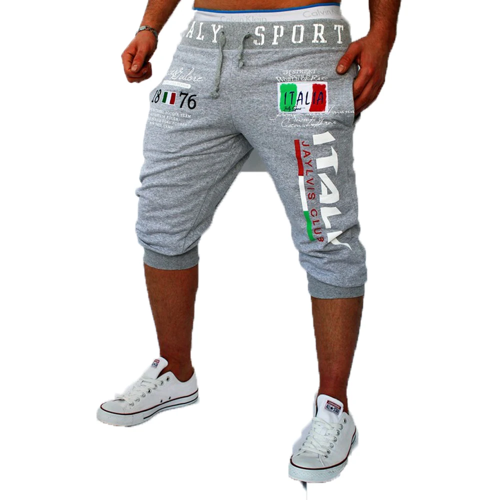 Mens Summer Shorts Elastic Drawstring Waist Lightweight Breathable Quick-Dry Sports Cropped Pants for Basketball Fitness Running 3
