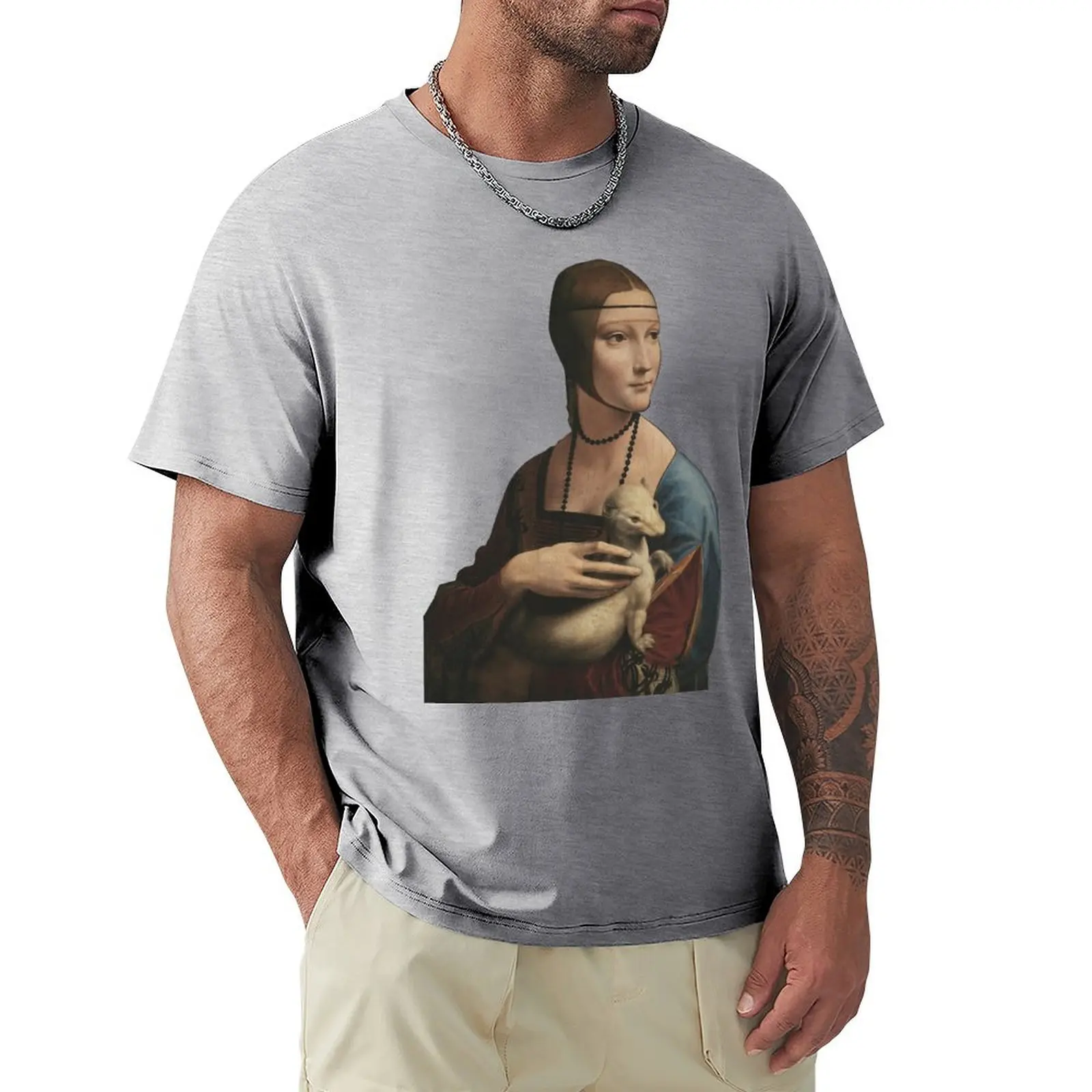 

Lady with an Ermine T-shirt Short sleeve tee sweat mens plain t shirts